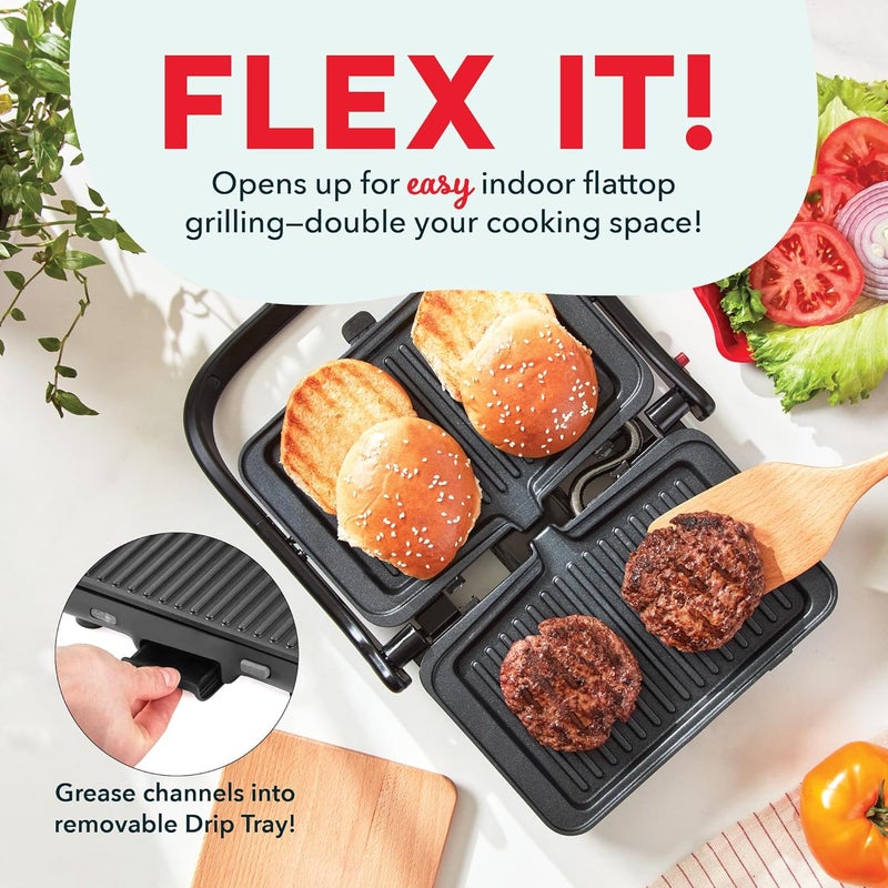 Dash MultiMaker® Flex Press Grill System, Grill + Waffle, Removable Plates - Graphite - Image 3